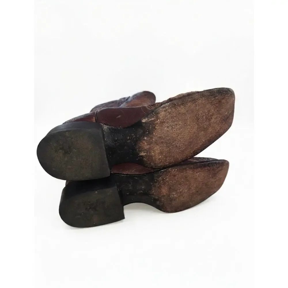 JB Dillon Cowboy Boot Men 11D Brown Goat Leather Western Mexico Snip Toe